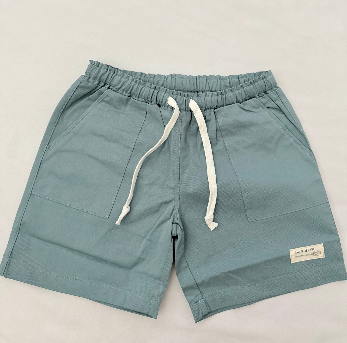 Boys Teal Shorts with Pockets, Functional Drawstring
