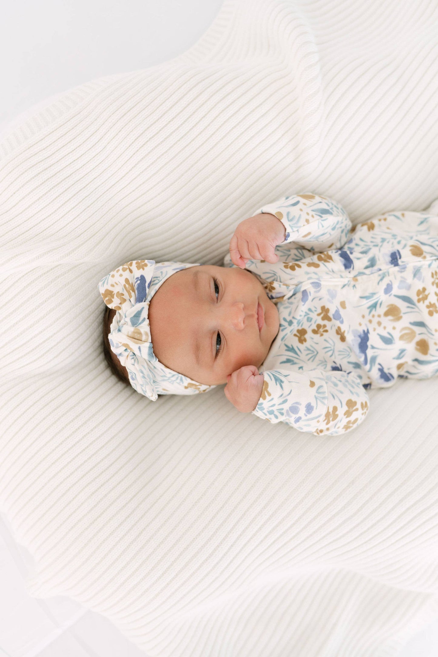 Floral Navy/Golden Baby Girl Footie