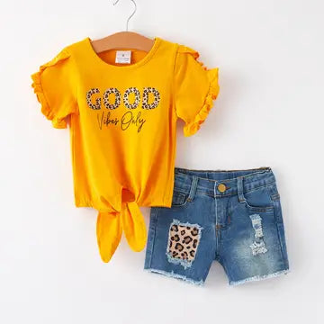 Girls Leopard Top+ Short Set