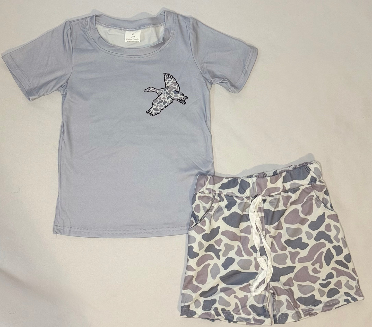 Boys Duck Camouflage Printed Shorts Set