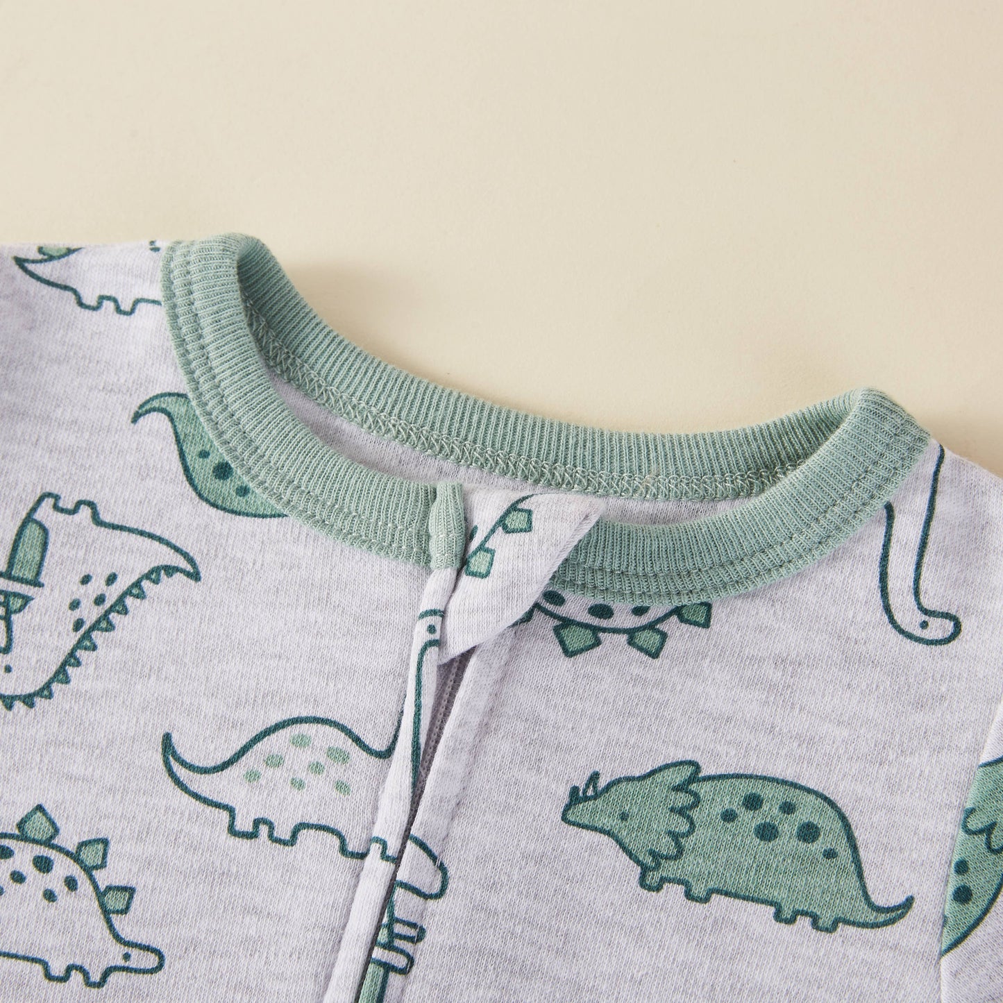 Dinosaur Pattern Zipper Footie Pajamas