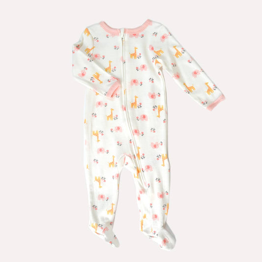 Giraffe & Flower Pattern Baby Girl Sleeper