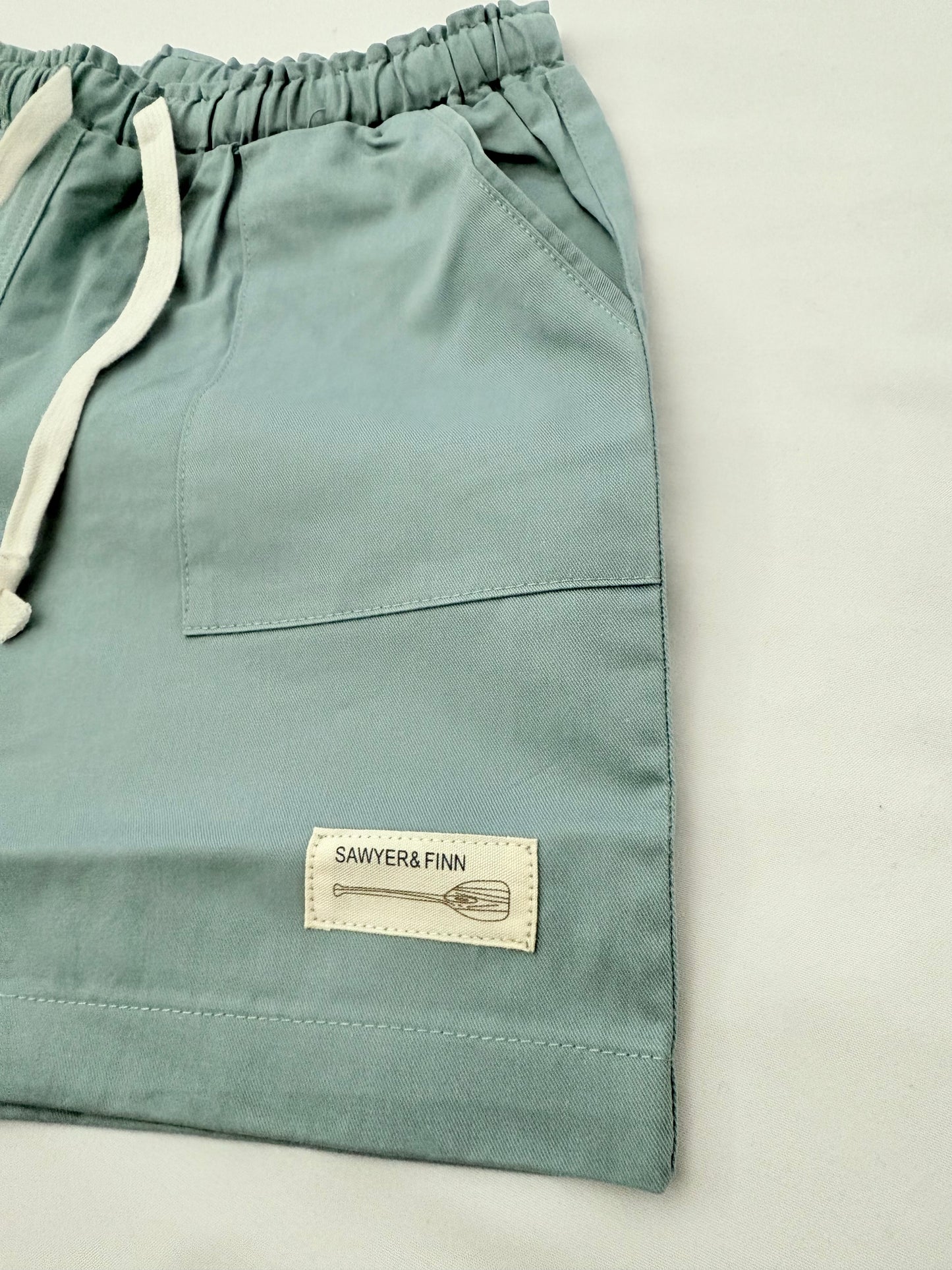Boys Teal Shorts with Pockets, Functional Drawstring