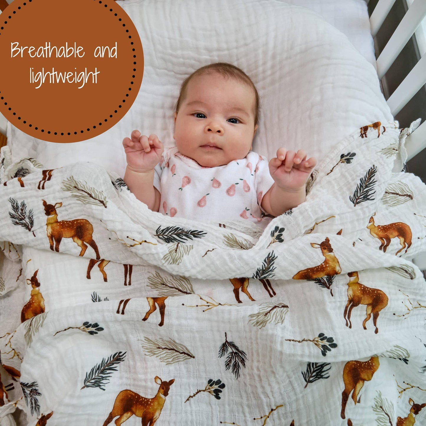 Oh Deer Baby Muslin Swaddle Blanket