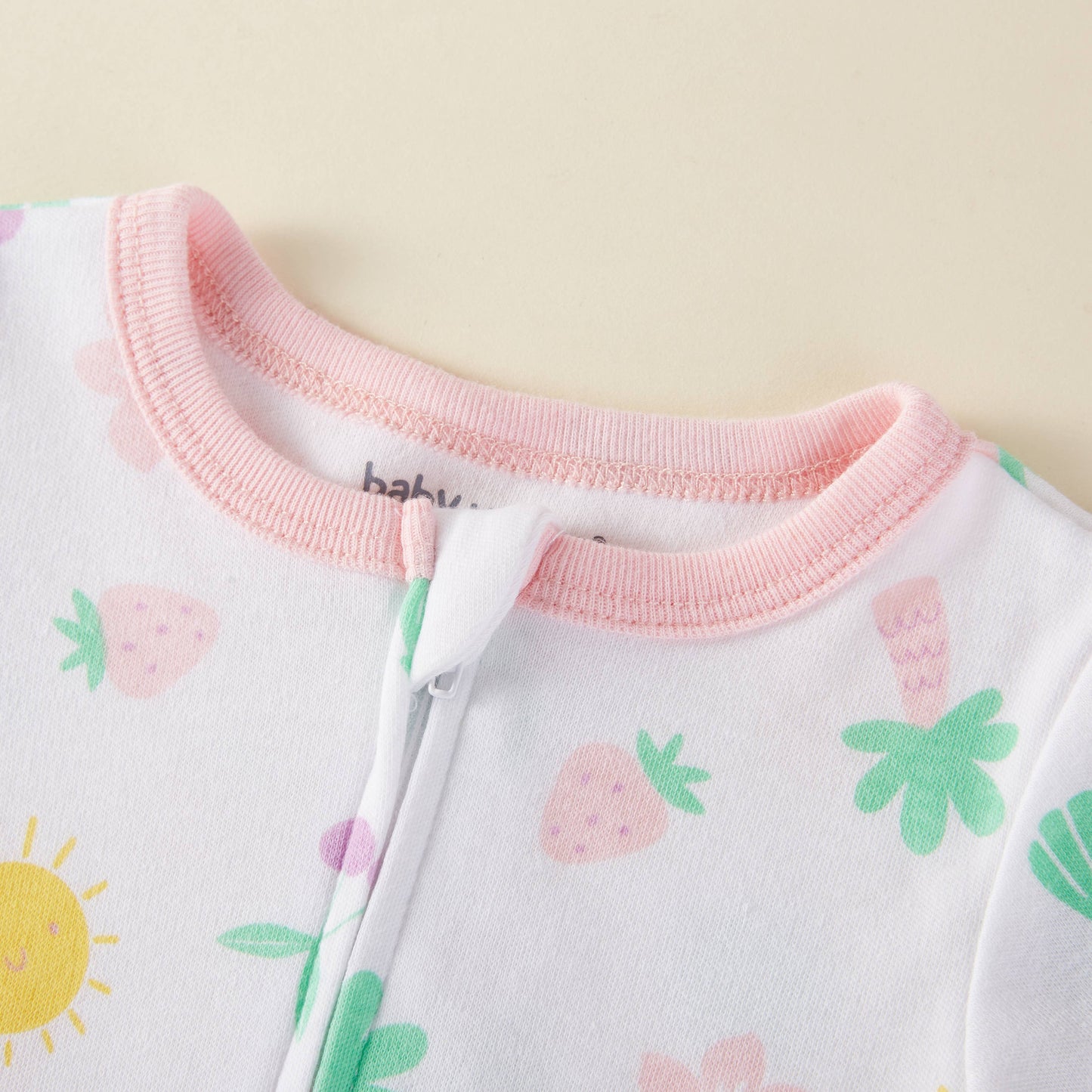 Strawberry Flower Cherry Girls Footie Pajamas