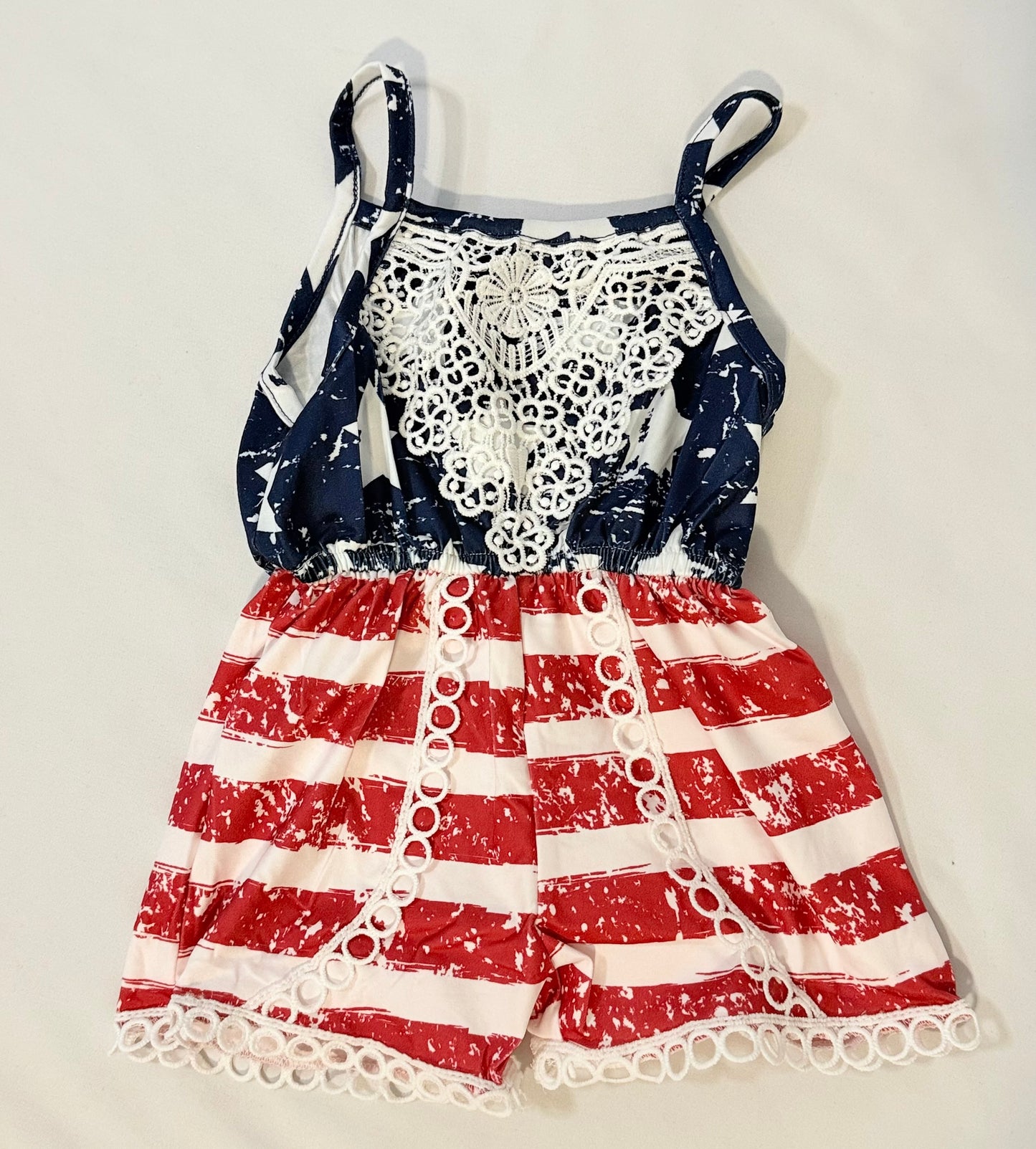 Girls Fourth of July Lace Romper