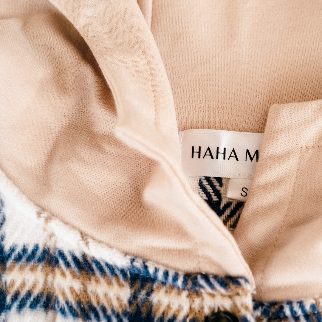 Cream & Navy Plaid Flannel - Adult