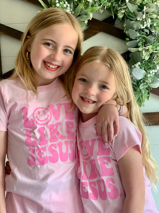 Love Like Jesus Pink Girls Graphic Tee