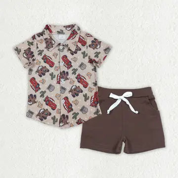Boys Car Racing Cactus Western Outfits