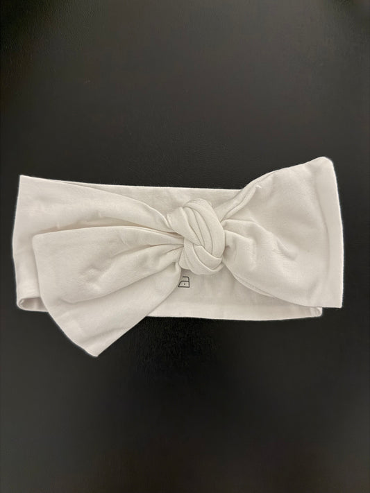 White Cotton Baby Girl Bow