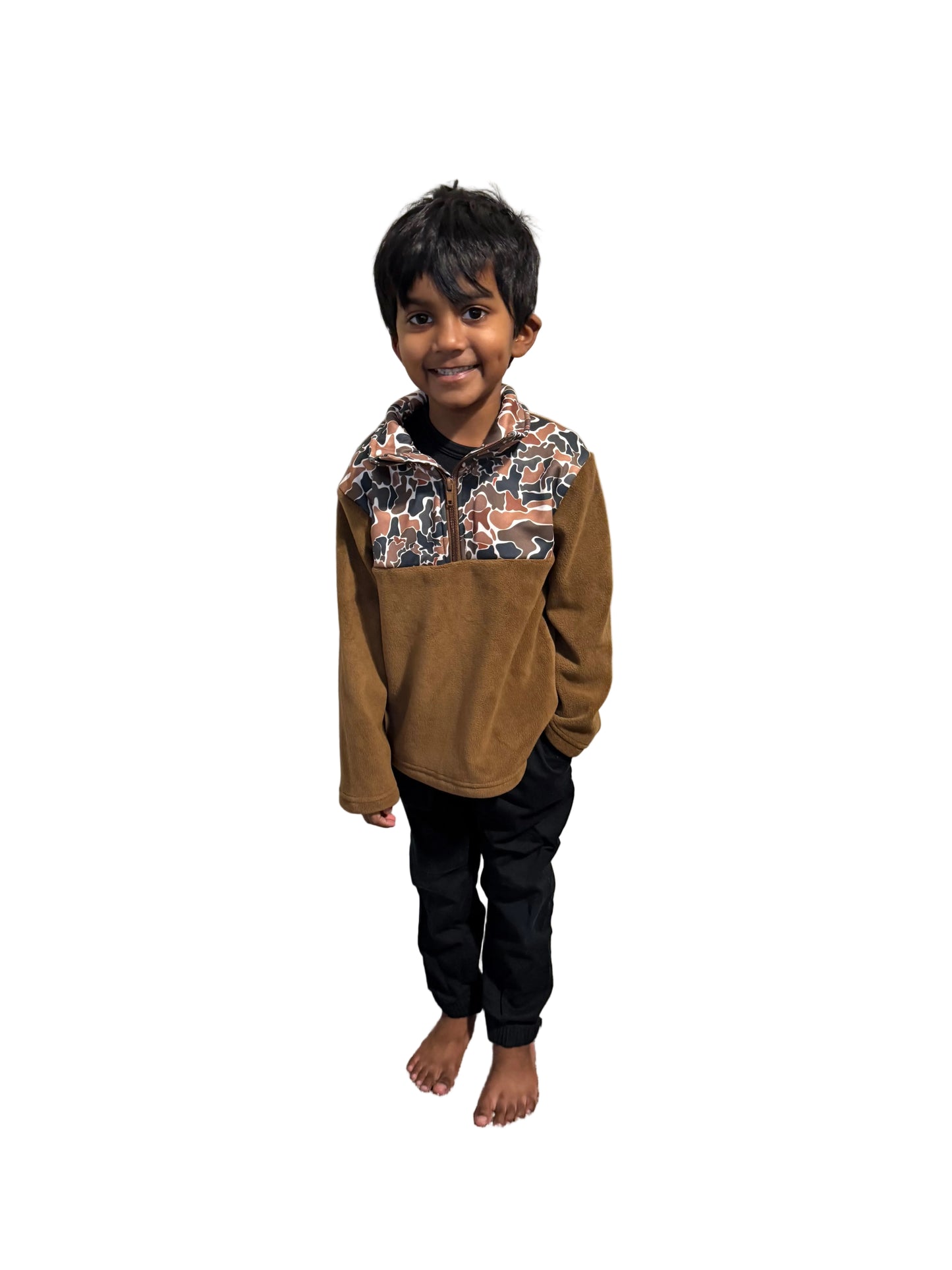 Brown Camo Boys Zipper Pullover