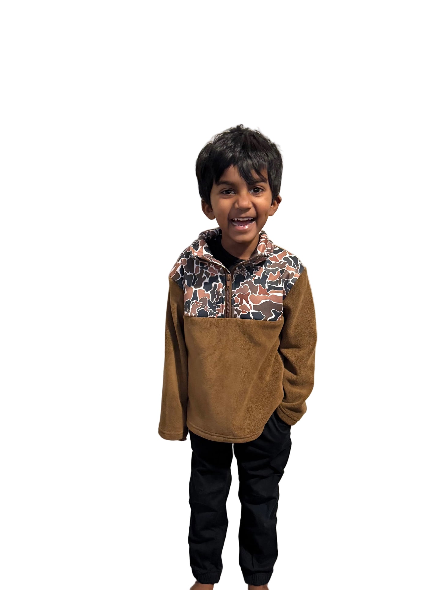 Brown Camo Boys Zipper Pullover