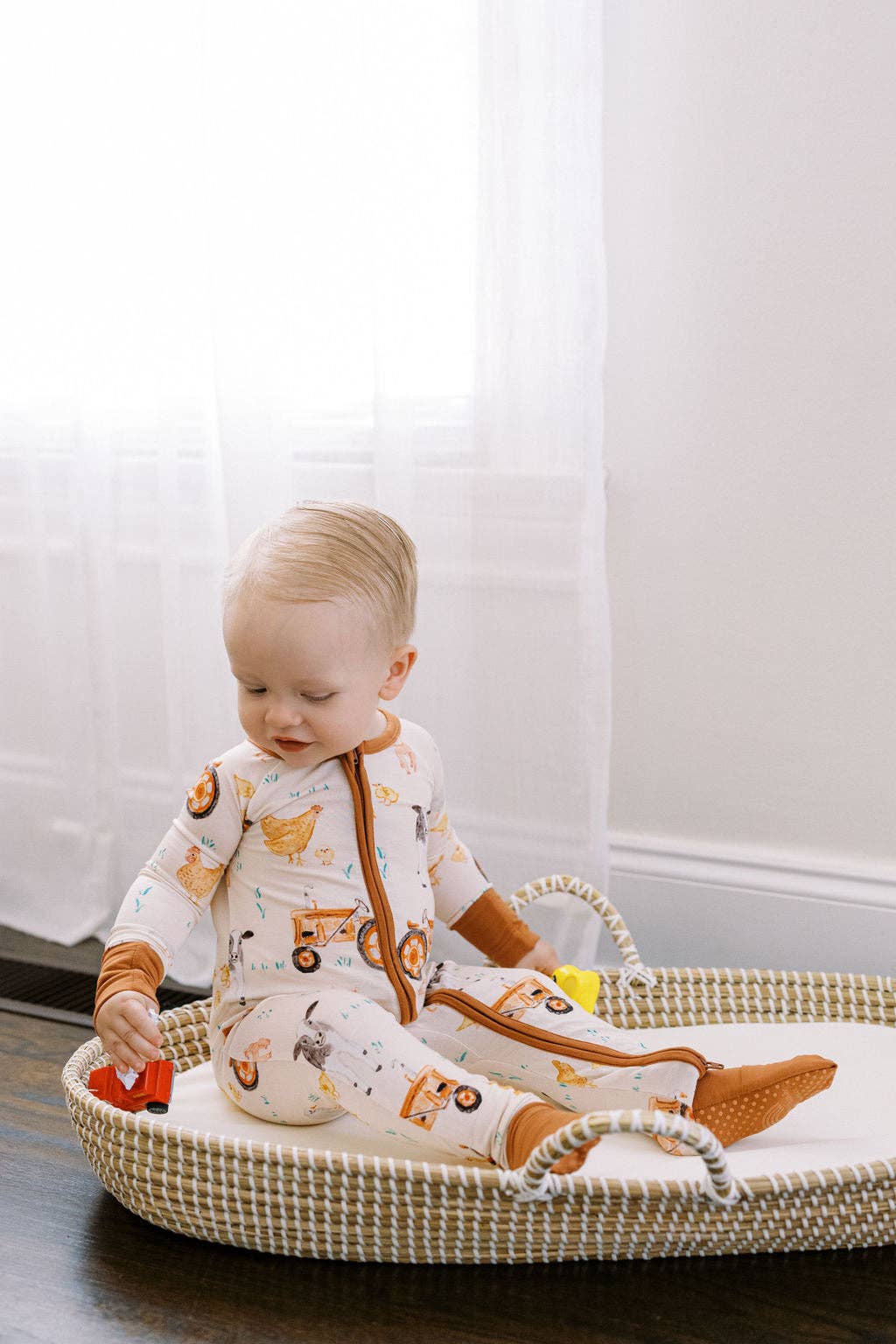Farm Animal Bamboo Zipper Romper