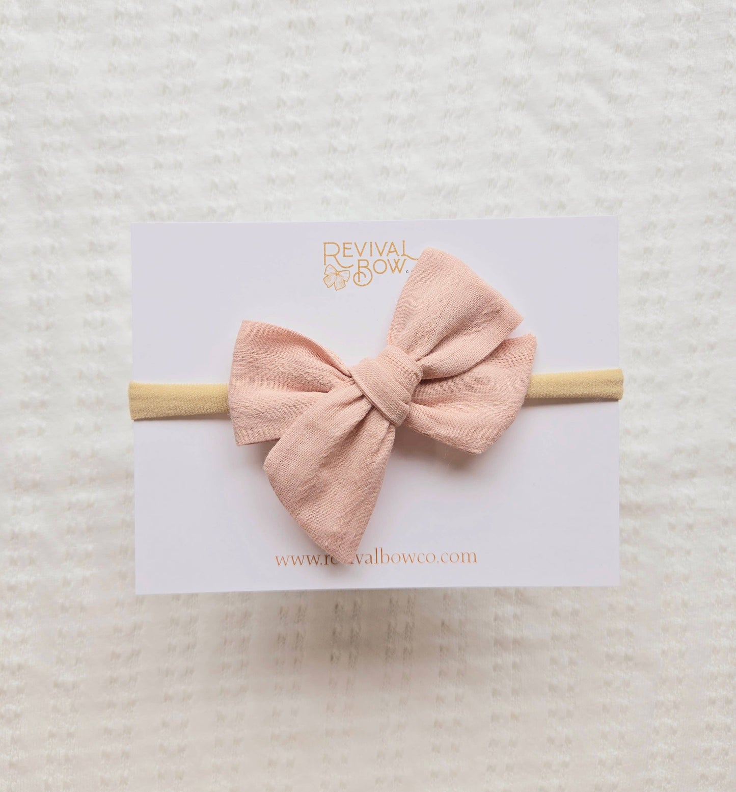 Small Handtied Bow on Headband • Textured Dusty Rose